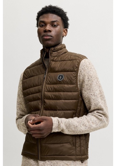 Jack & Jones Jjekıngsley Erkek Hafif Şişme Yelek Dik Yaka Günlük Rahat Kahverengi