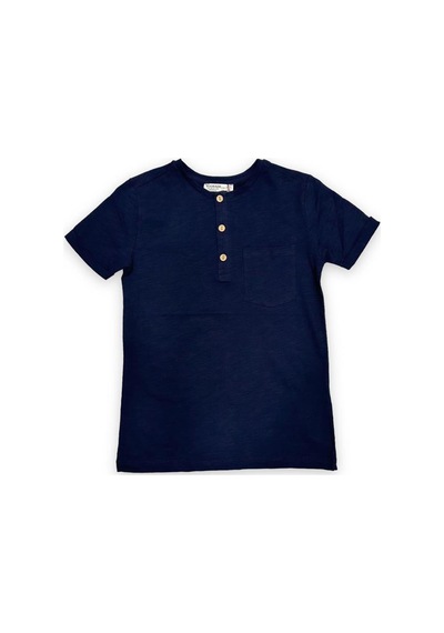 Woo Rage Erkek Çocuk Pamuklu İnce Üç Düğmeli Basic Tshirt-12963-siyah Siyah