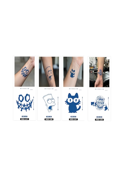 Minimal 5 Cm Yarı Kalıcı Geçici Dövme 4 Adet Birden Aylık Mini Set 21