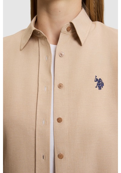 U.S. Polo Assn. Kadın Camel Uzun Kollu Basic Gömlek 50324791-vr015