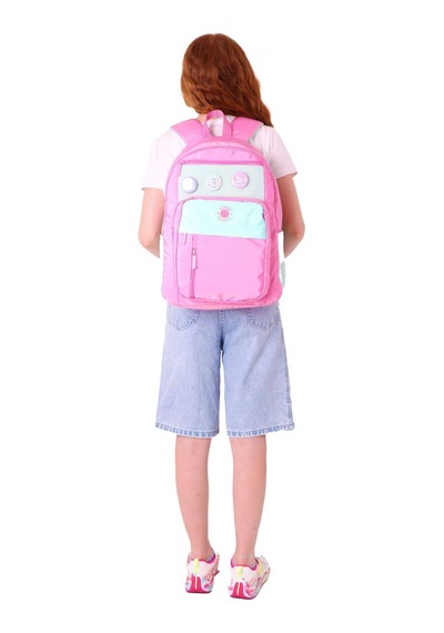 Kauko Holiday Kız Çocuk Altı Bölmeli Rozetli Okul Sırt Çantası - Pembe - K1828 Pembe