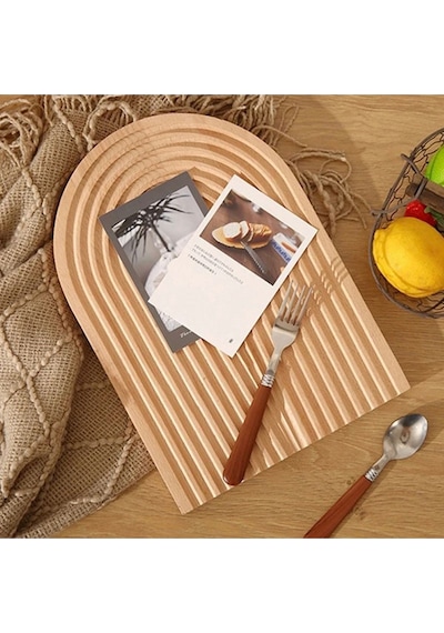 Qerhome Bambu Sunum Tahtası- Kesme Tahtası- Dekoratif Tahta 32 Cm X 24 Cm Bambu