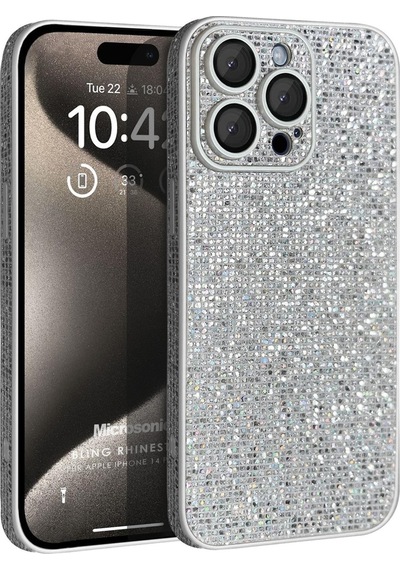 Microsonic Apple Uyumlu iPhone 14 Pro Kılıf Bling Rhinestones
