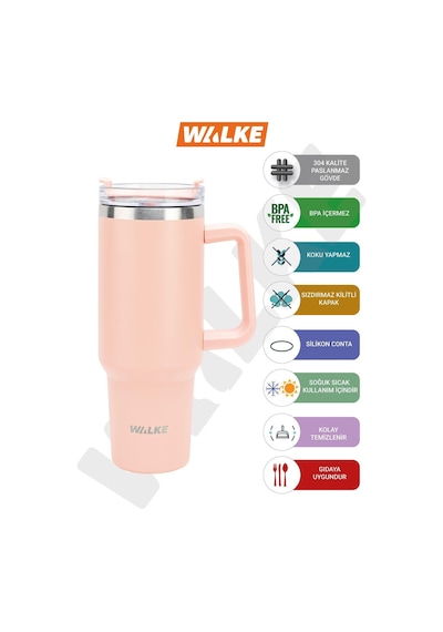 Walke Luxury Pipetli Bardak Termos 1.2 Litre Pembe