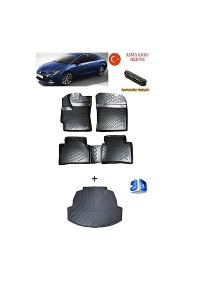 Toyota Corolla Sedan 2018 Sonrası Uyumlu 3d Havuzlu Paspas Ve Bagaj Havuzu Seti Asma Koku Ve Numaratör li