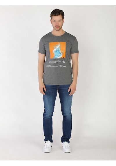 Roberto Cavalli Erkek Tshirt /M.Rob.0421.14023 Koyu Gri
