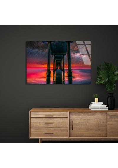 İskele Gün Batımı - Cam Tablo - Deg1299 110 X 70 Cm
