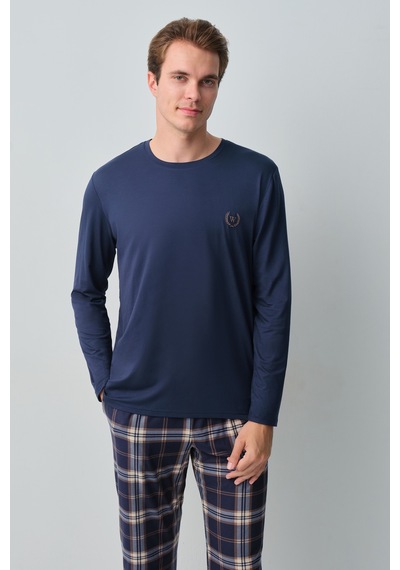 Suwen Joseph Erkek Pamuklu Pijama Takımı Msh105102521352 Lacivert