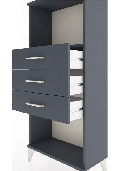 Hyperion Dolap Tek Raflı 3 Çekmeceli 60x44x134 Antrasit-antrasit Antrasit