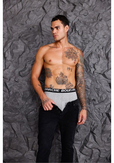Boun Marche Erkek Boxer Likralı Premium 6'lı Kutu Hector Siyah - Gri - Hector