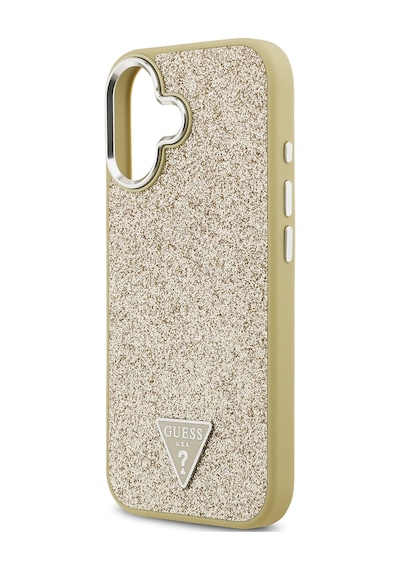 Apple Uyumlu iPhone 17  Kılıf Guess Lisanslı M-safeli Metal Kamera Çerçeveli Üçgen Logolu Glitter Gold Gold