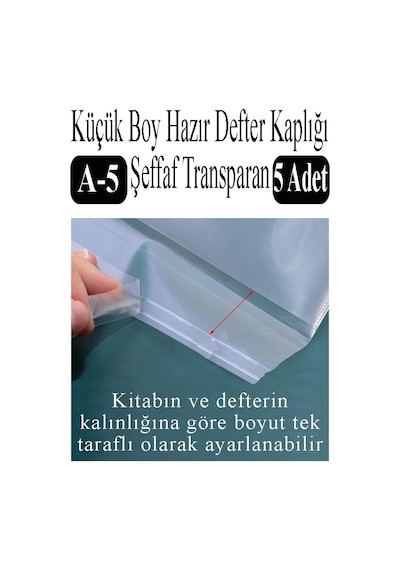 Küçük Boy Hazır Defter Kaplığı Şeffaf A5 5 Adet 1 Paket Cırtlı Ayarlanabilir Kendinde Yapışkanlı Kaplık Okul Sınıf Beyaz
