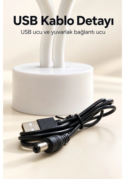 Ers Flamingo Led Lamba Usb Kablolu Beyaz Gövdeli