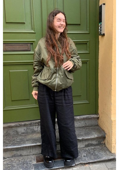 Madmext Siyah Beli Büzgülü Wide Leg Kumaş Pantolon Mg1950-siyah Siyah