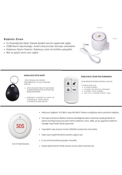 Akıllı Güvenlik Obiem Alarm Sistemleri Güneş Enerjili Dış Sirenli Giriş Plus