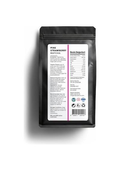 Pink Strawberry Matcha Powder 50g, Çilek Aromalı Pembe Spirulina Superfood Matcha Tozu