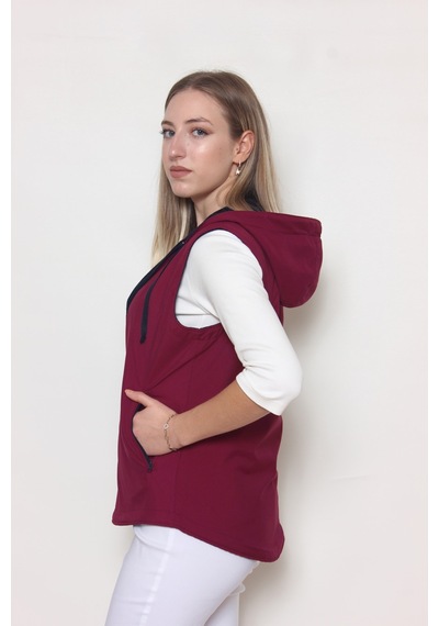 Cottoncool Kadın Içi Polar Yelek Bordo