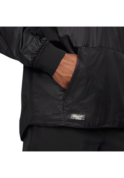 Nike Pro Repel Suya Dayanıklı 1/2 Zip Antreman Rüzgarlık Kapüşonlu Ceket Siyah