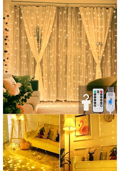 Technojet 3x2 metre 200 Ledli Dekoratif Peri Telli Perde Led Işık Gün Işığı