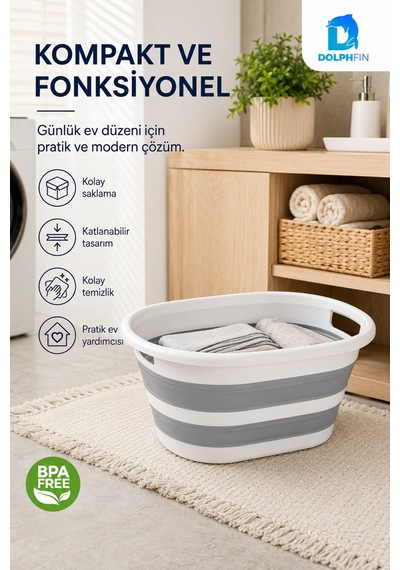 Katlanır Sele 27 Lt Ev Dolap Banyo Düzenleyici Organizer Beyaz-gri