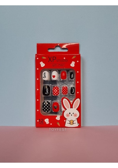 12 Li Yapışkan Stickerlı Çocuk Takma Tırnak Oyuncak Seti - 8 - 16 Yaş Arası - Model 4