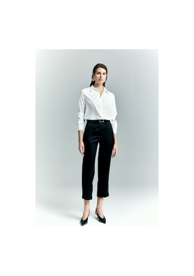Lisa Saten Duble Paça Pantolon - Siyah-137242 siyah
