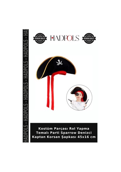 Hadpols Kostüm Parçası Rol Yapma Temalı Parti Sparrow Denizci Kaptan Korsan Şapkası 45x16 Cm Çok Renkli