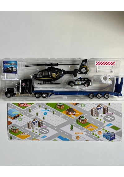 Oyuncak Helikopter Tır Ve Araba Seti Siyah 33 Cm Tır 20 Cm Helikopter 8 Cm Araba Ve Aksesuarla