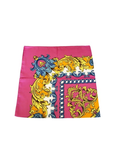 Tikitonki Otantik Çiçek Desenli Saten Pembe Eşarp 90x90 Pembe Pembe