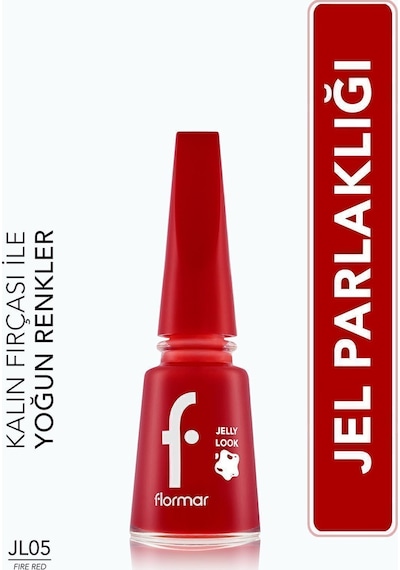 Flormar Jelly Look Jel Tırnak Efektli Parlak Oje JL05 Fire Red