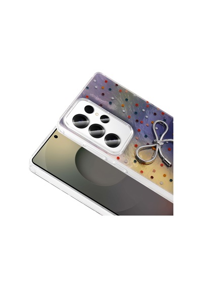 Galaxy S23 Ultra Kılıf Kamera Korumalı Figürlü Zore Ponti Silikon Kapak Lila