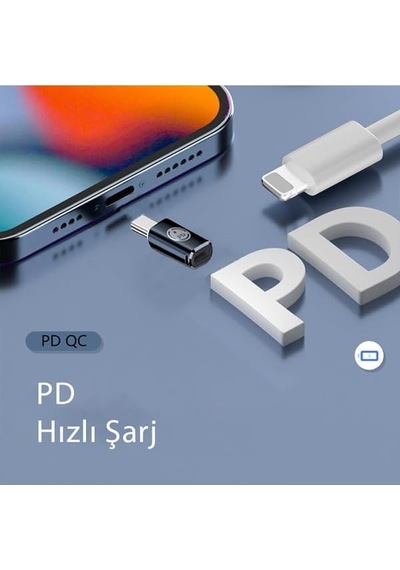 35w Lightning To Type C 15 Max Pro Plus Yuva Çevirici Hızlı Şarj Aktarımı Otg Dönüştürücü Gri Otgtm-g
