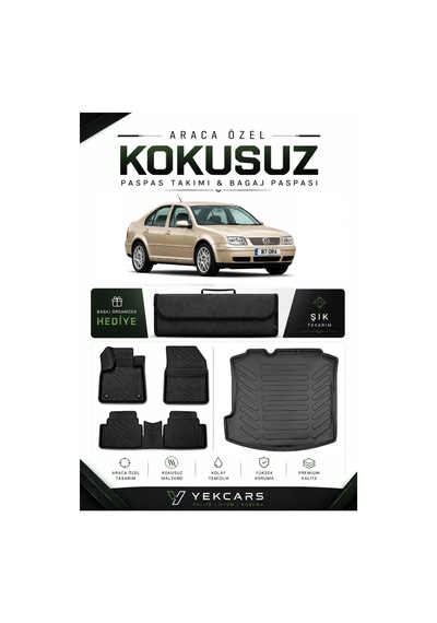 Volkswagen Bora 2001 Model Aracınıza Özel 4d Karbonlu Kauçuk Paspas Takımı Ve Bagaj Havuzu