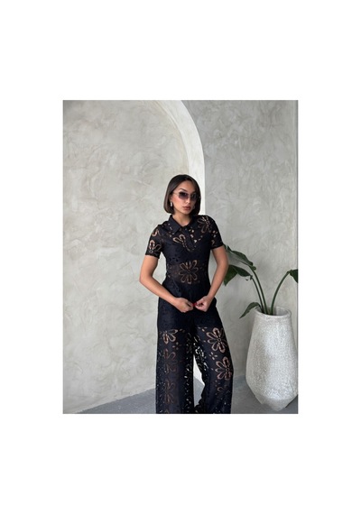 Verymoda Gömlek Yaka Dantel Bluz - D2815 Siyah
