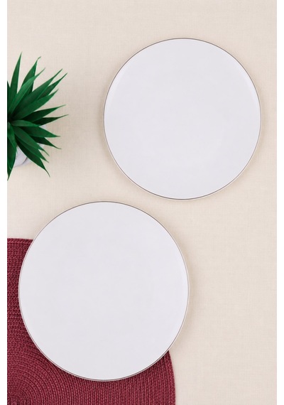 Tabak Evi Porselen Chic Platin Yaldızlı Pasta Tabağı 20,50cm 2 Li Krem
