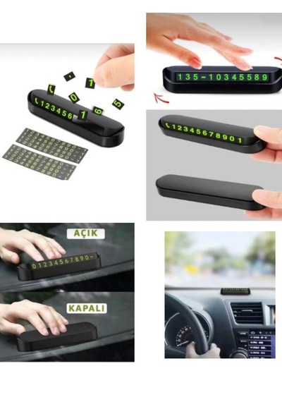 Araç İçi Park Numaratörü Neon Fosforlu Telefon Numarası Torpido Üstü Açılır-kapanır 1 Adet