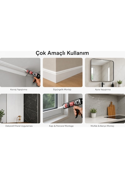 Beyaz Güçlü Silikon Seti 450 Gr + 100 Gr High Tack Çok Amaçlı Yapıştırıcı Mastik Seti