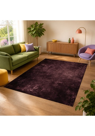 Kartela Halı Grunge Halı Kaymaz Taban Makinede Yıkanabilir Halı Bordo - 80 X 120 Cm
