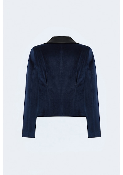 Sateen Bedene Oturan Kadife Ceket - Lacivert-138083