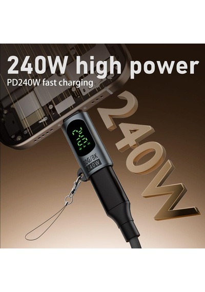 Lexroo Type C To Type C 240w 80gbps Dijital Göstergeli Şarj Ve Veri Aktarımı Otgjk Standart