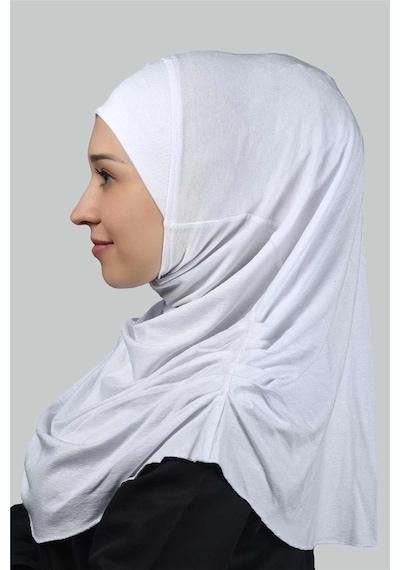 Altobeh Hazır Türban Büzgülü Pileli Pratik Eşarp Tesettür Hijab - Namaz Örtüsü - Beyaz