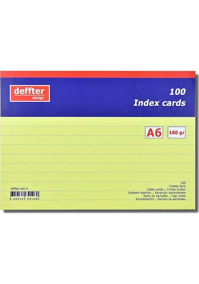 Deffter İndex Kartı A6 Sarı Çizgili 641260