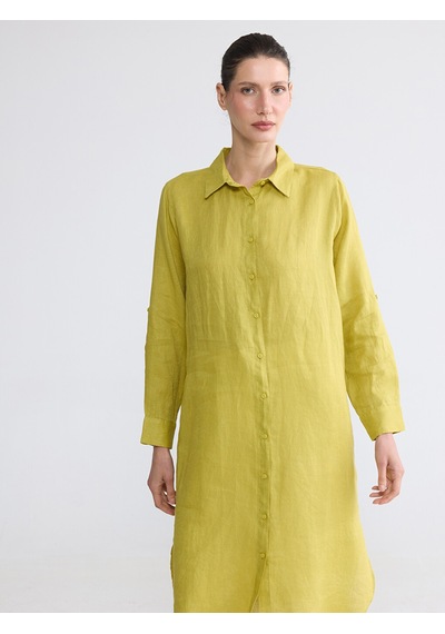 Lcw Everyday Sarı Oversize %100 Keten Kadın Gömlek Tunik
