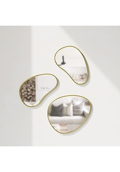 Umbra Hubba Pebble Duvar Montaj Aynaları, 3'lü Set, Pirinç Açık