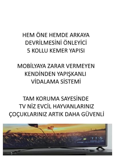 Usin Öne Ve Arkaya Devrilmesini Önleyen Mobilyaya Yapışkanlı Lcd Tv Askısı Kedi Köpek Çoçuk Bebek Deprem Koruma Güvenlik Kemeri Ahtapot Tip