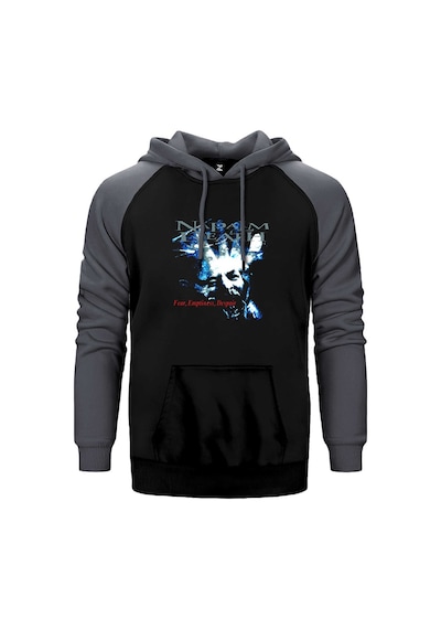 Napalm Death Fear Emptine Gri Renk Reglan Kol Kapşonlu Sweatshirt Gri