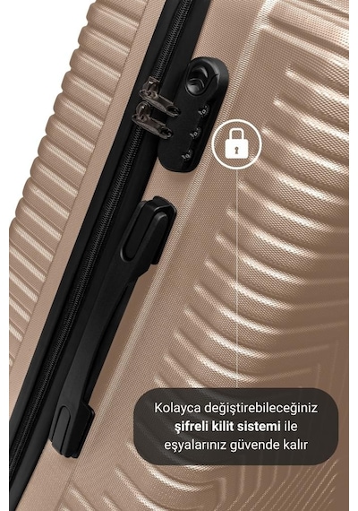 G&d Polo Suitcase Abs 3'lü Gold Lüx Valiz Seyahat Seti 600.06-set Altın