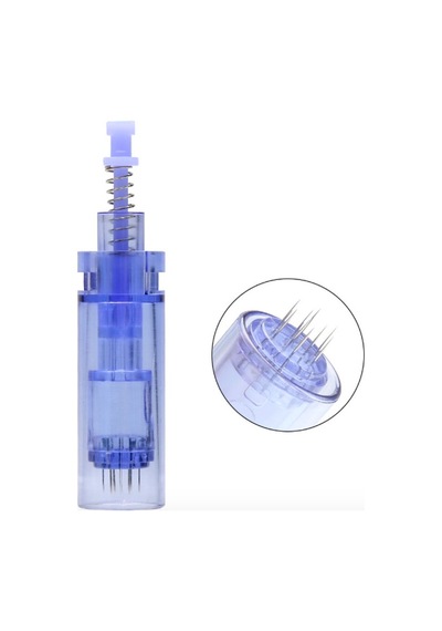 Dermapen İğnesi 12 Pin Uzun Kapaklı Mavi 10 Adet