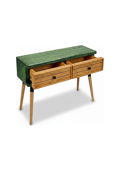 Mobenta Stria Entry: Modern Masif Dresuar 2 Çekmeceli Antre Konsolu - 120x31 Ye-tk Yeşil-ahşap
