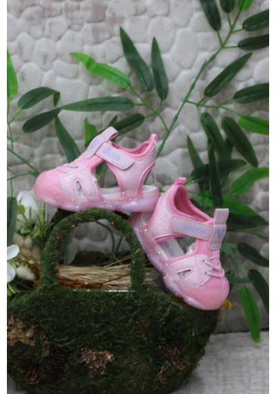 Vicco 321.b24y.211 Monrovia Pembe Rahat Esnek Işıklı Kız Çocuk Sandalet 001